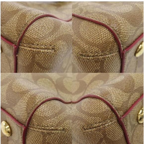 COACH Signature Margot Brown Canvas Tote Bag with Leather Trim - Picture 9 of 17